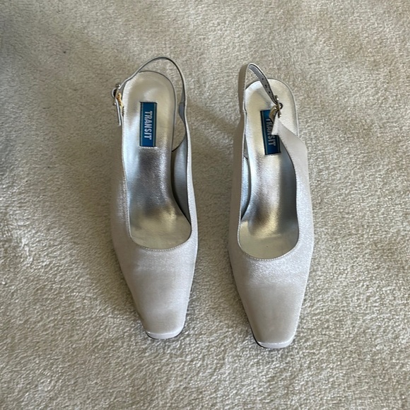 Y2K silver Satin Sling back Pumps - Picture 2 of 13